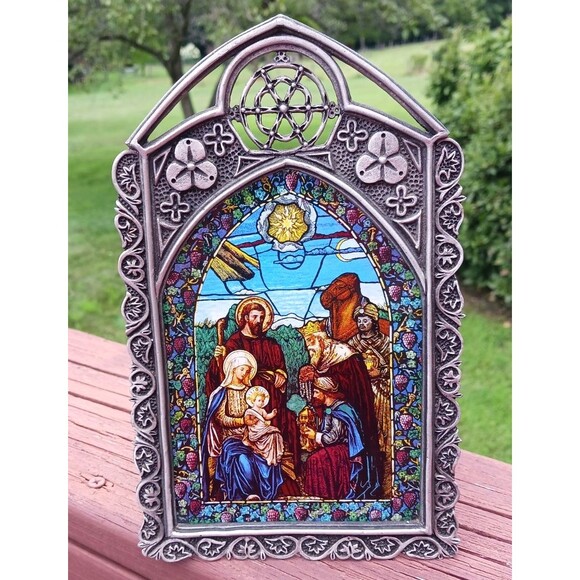 Divine Light Framed Stained Glass Bradford Exchange A Savior is Born Religious - Picture 1 of 3